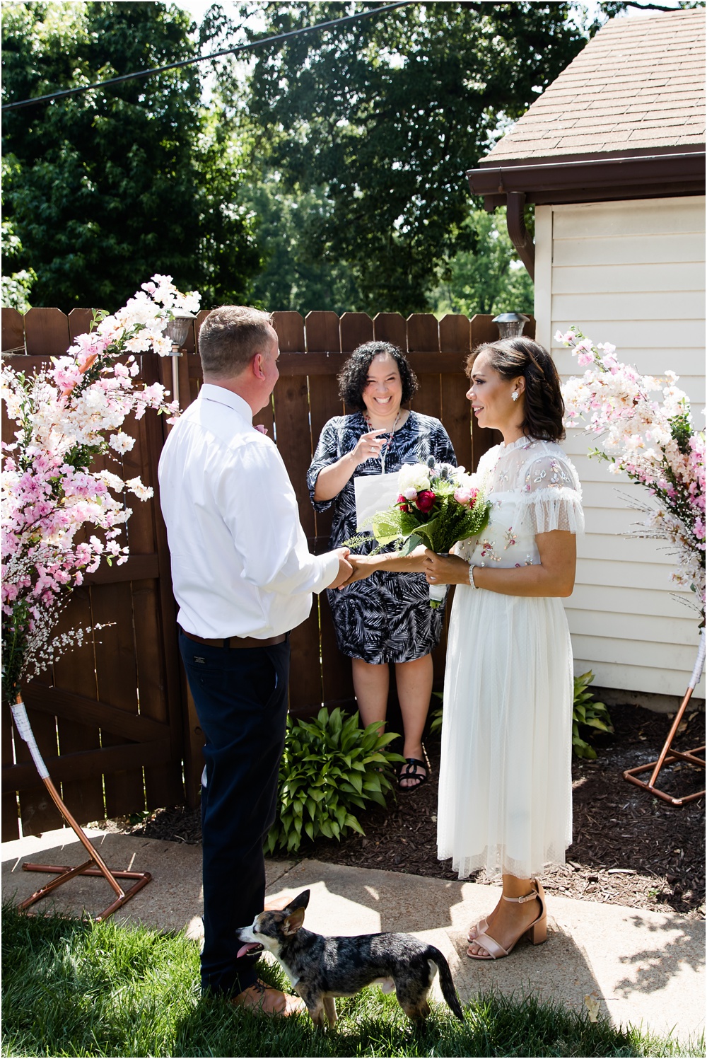 wedding ceremony in backyard