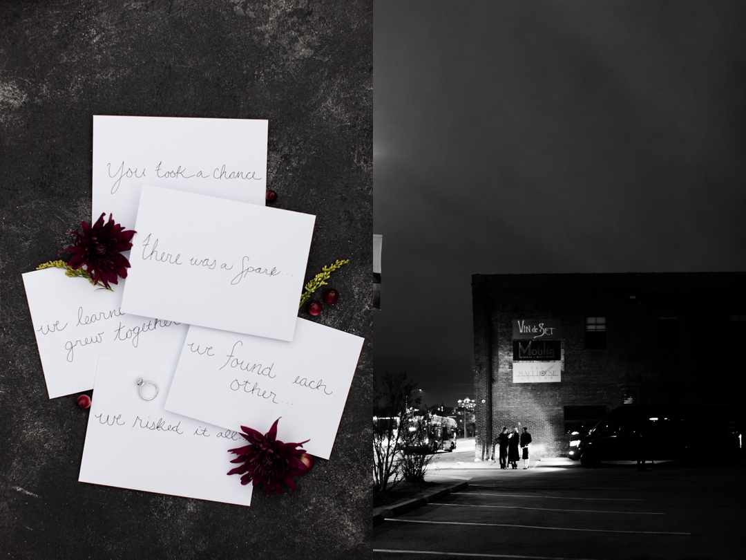 Romantic stop at Vin de Set during a scavenger hunt proposal in St. Louis