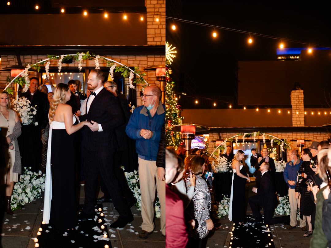 Eric is proposing to Gracie. When Eric contacted me to photograph his proposal to Gracie, I knew this wasn’t going to be just any proposal—it was going to be epic. He meticulously planned a romantic scavenger hunt across St. Louis, taking Gracie to meaningful locations from their relationship before ending the night at Napoli, where he popped the big question surrounded by friends and family.