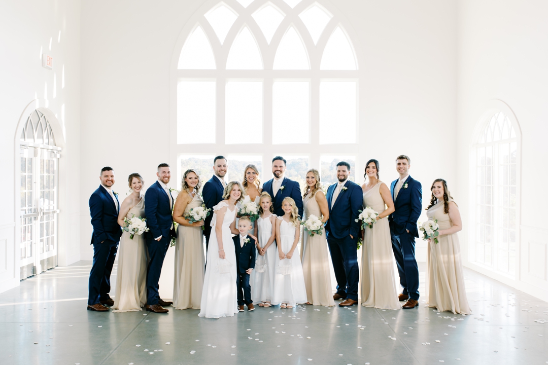 Formal family portrait with Alyssa, Matthew, and their loved ones during their Westwind Hills wedding.