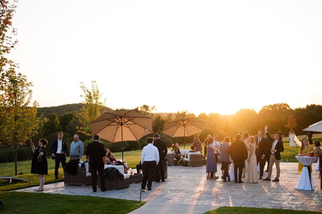 Guests enjoying the relaxed cocktail hour at Westwind Hills, featuring a late-night espresso cocktail bar.