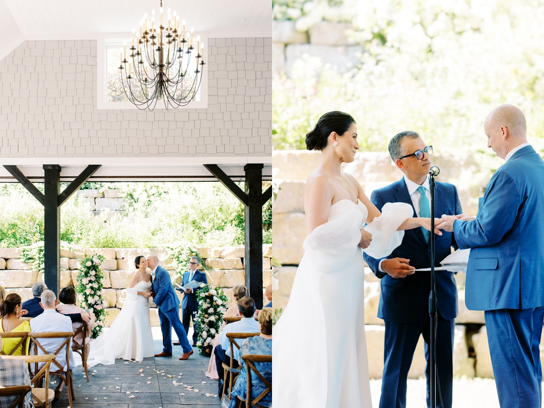 Heartfelt indoor ceremony at Sunflower Hill Farm with lush floral arrangements.