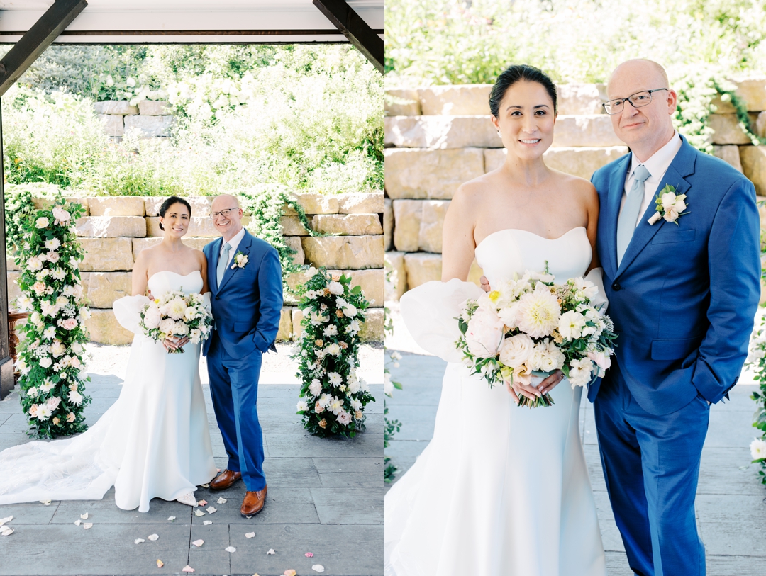 Suzie and Russell embracing at their Sunflower Hill Farm wedding