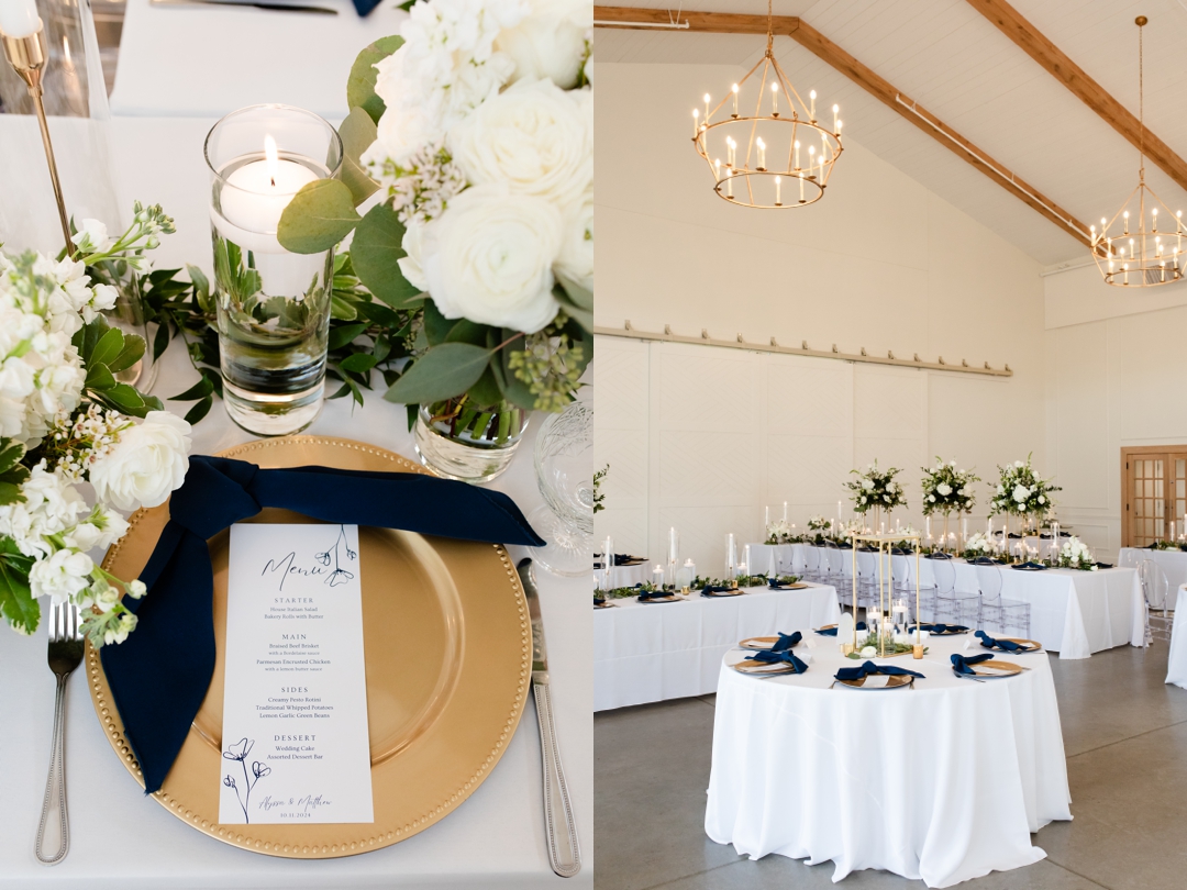 Chic reception decor at Westwind Hills for Alyssa and Matthew’s wedding