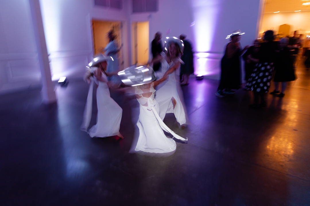 Guests enjoying the laid-back dance floor during Alyssa and Matthew’s October wedding.