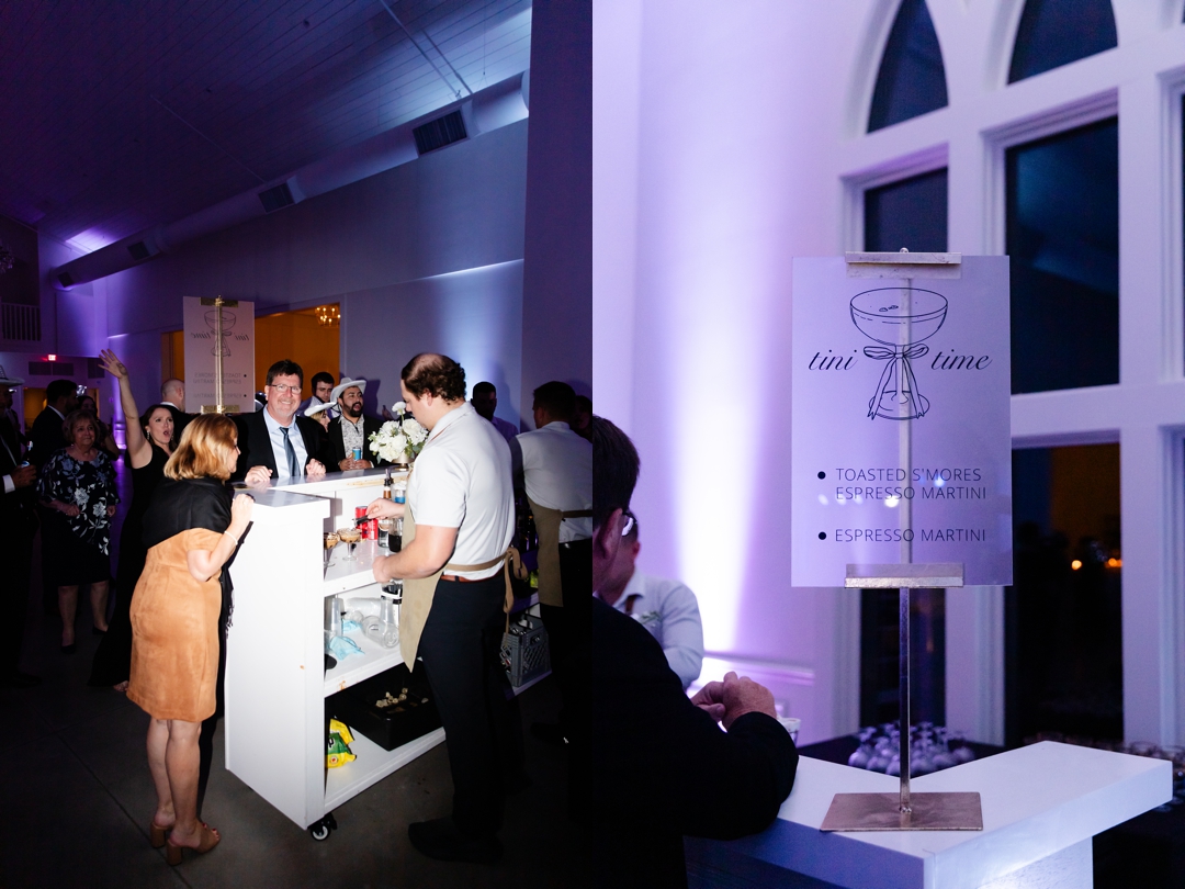 Late-night espresso cocktail bar setup during Alysa and Matthew’s reception at Westwind Hills.