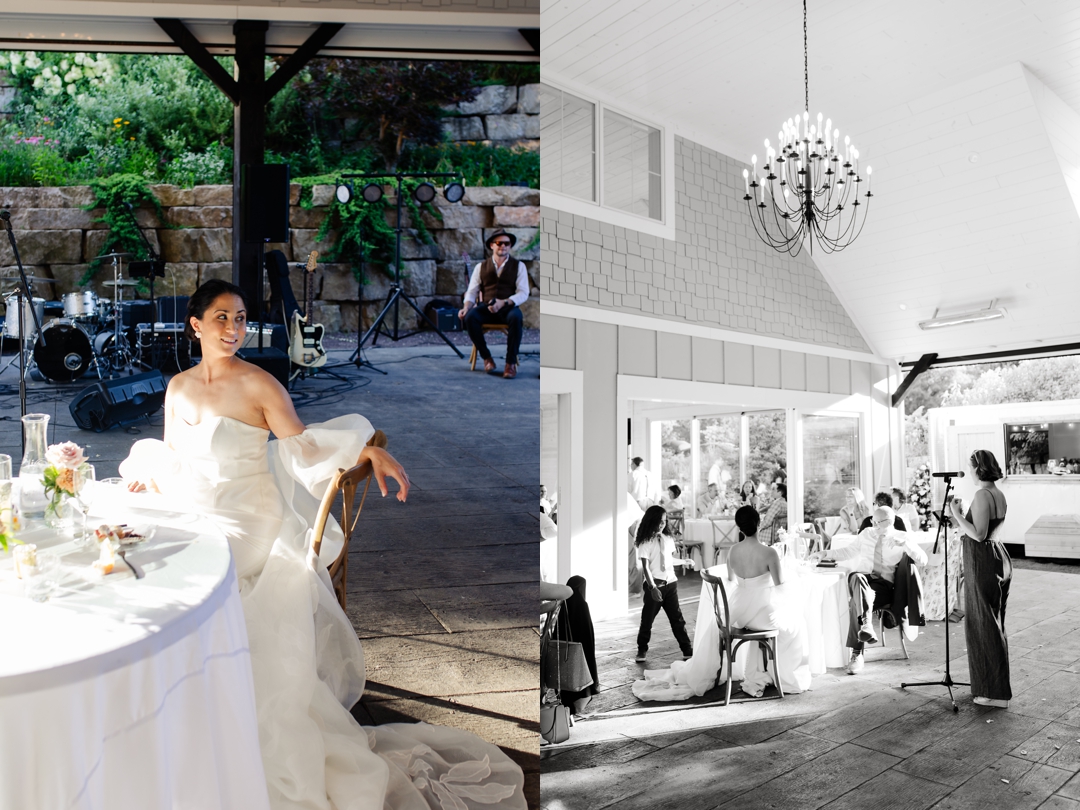 Heartfelt speech being delivered during Suzie and Russell’s reception at Sunflower Hill Farm.