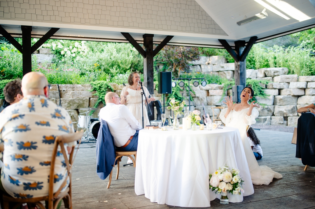 Heartfelt speech being delivered during Suzie and Russell’s reception at Sunflower Hill Farm.