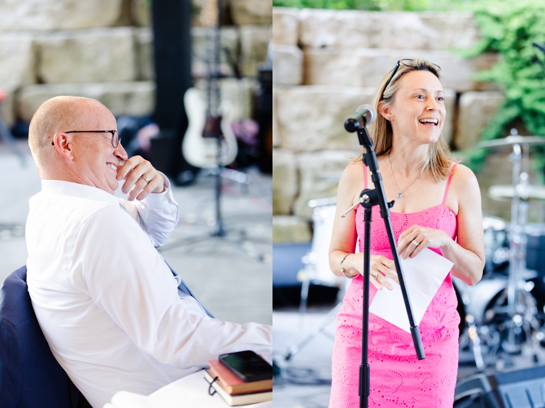 Heartfelt speech being delivered during Suzie and Russell’s reception at Sunflower Hill Farm.