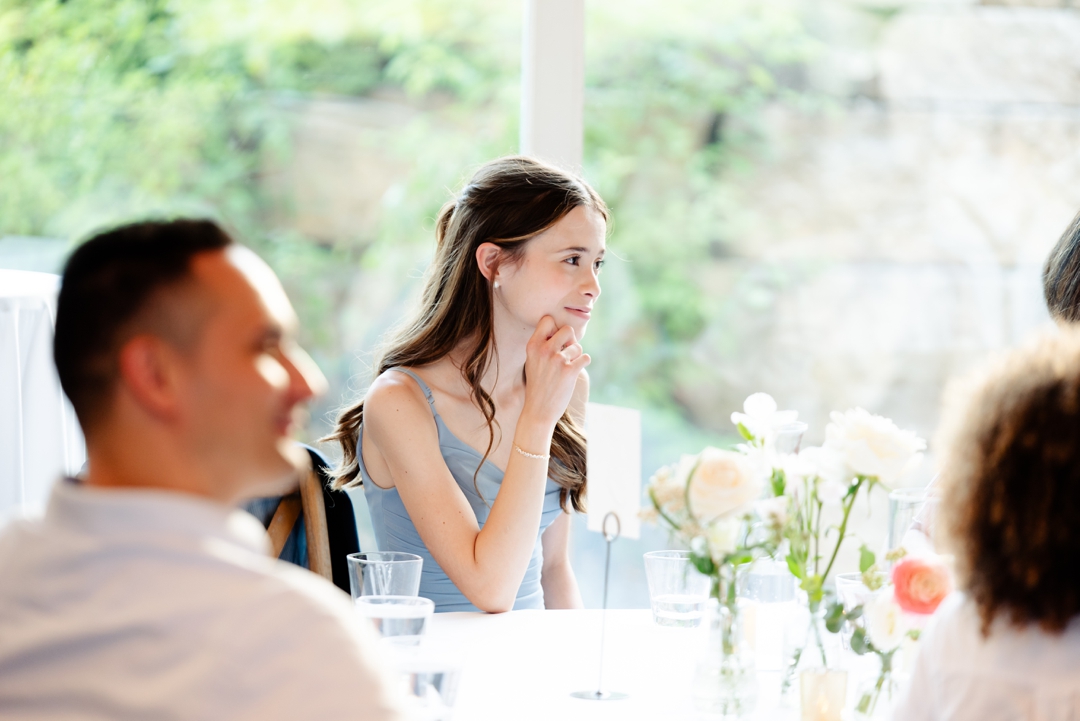 Heartfelt speech being delivered during Suzie and Russell’s reception at Sunflower Hill Farm.