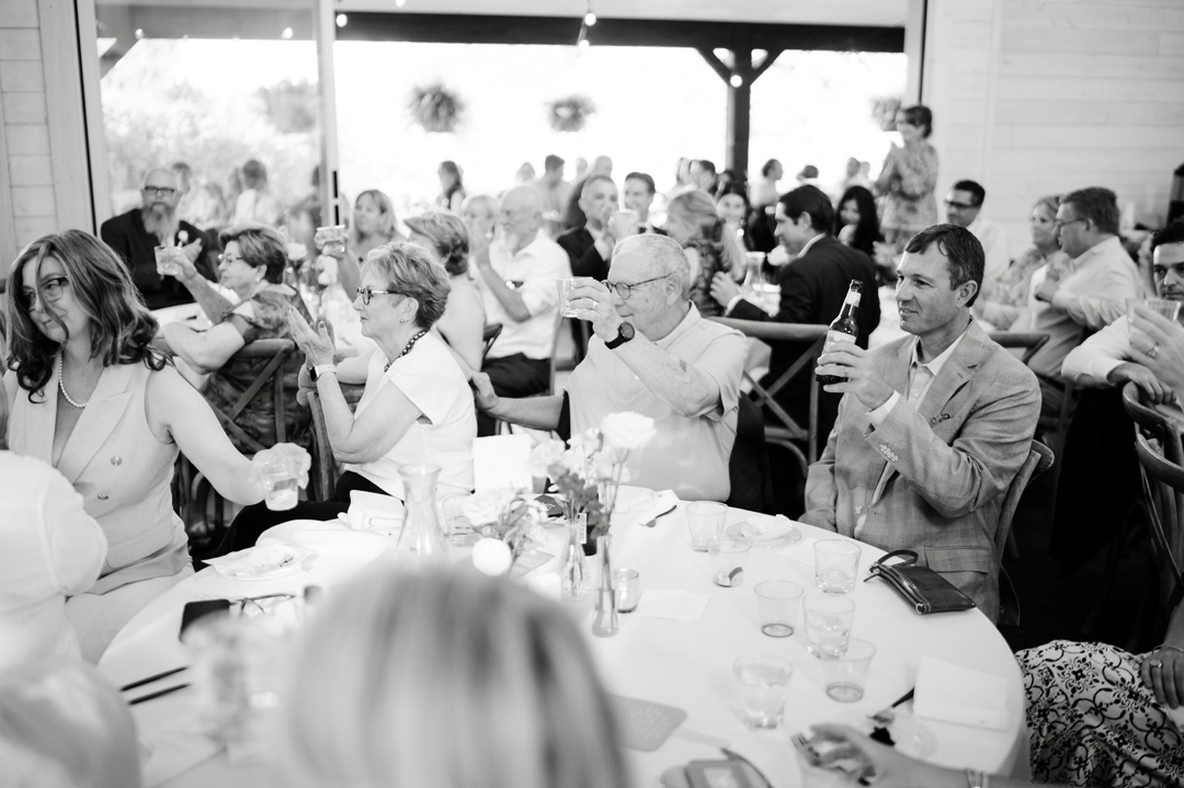Heartfelt speech being delivered during Suzie and Russell’s reception at Sunflower Hill Farm.