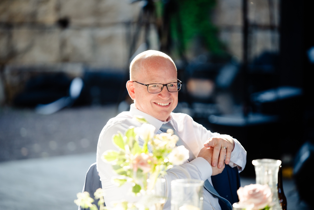 Heartfelt speech being delivered during Suzie and Russell’s reception at Sunflower Hill Farm.