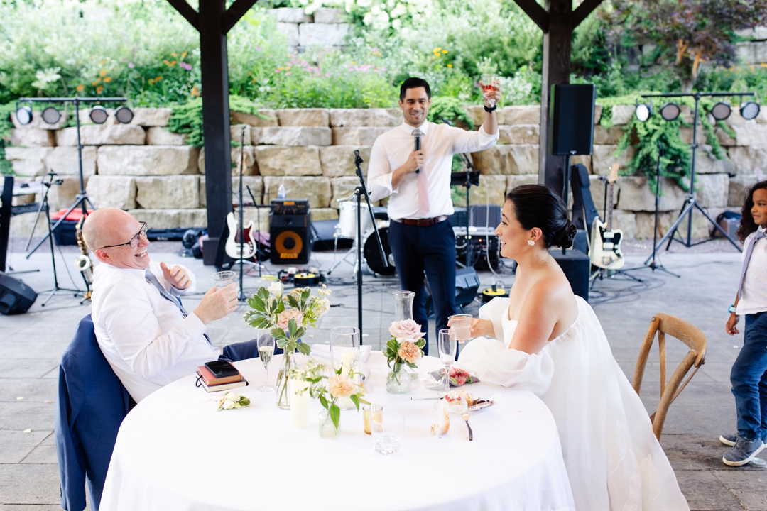 Heartfelt speech being delivered during Suzie and Russell’s reception at Sunflower Hill Farm.