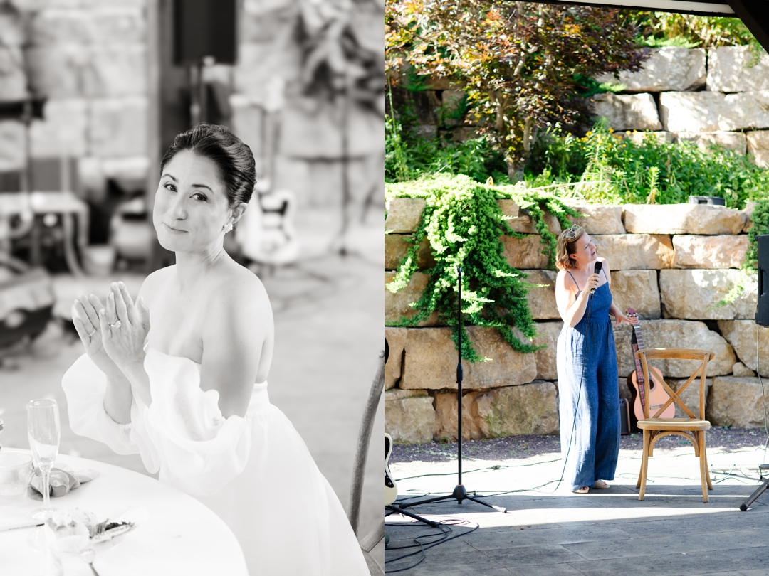 Heartfelt speech being delivered during Suzie and Russell’s reception at Sunflower Hill Farm.