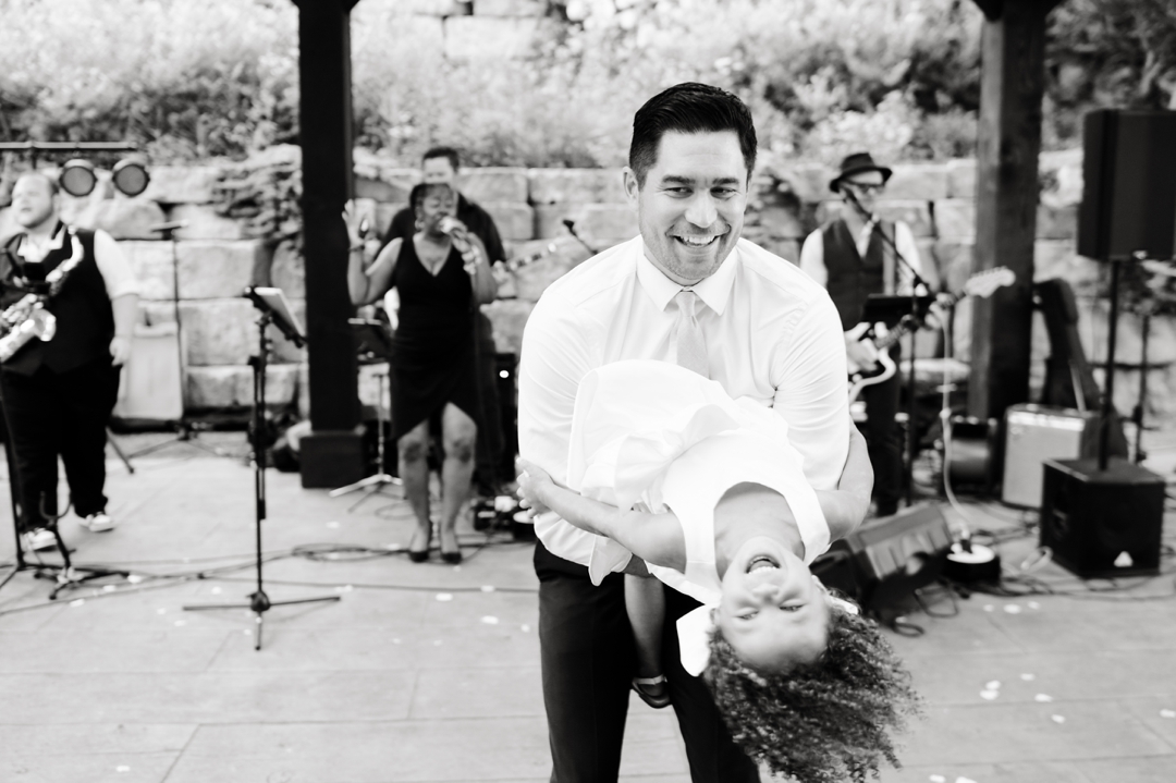 Guests dancing to music by Diamond Empire during Suzie and Russell’s wedding reception at Sunflower Hill Farm