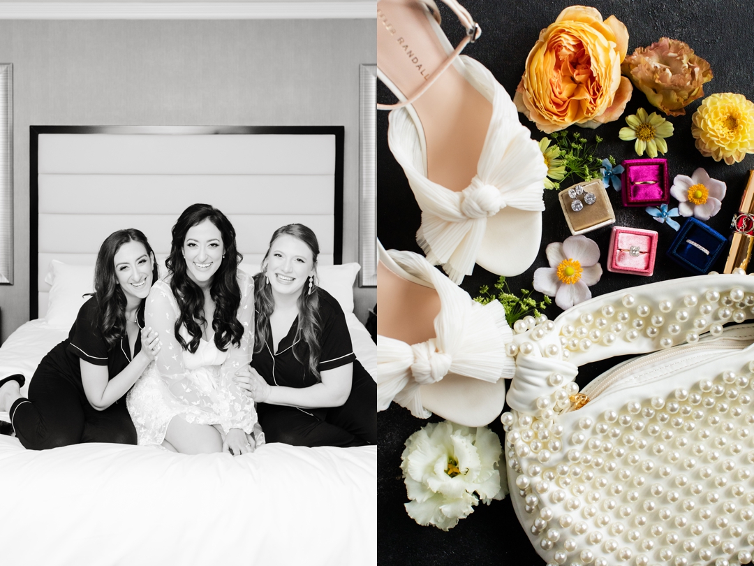 Bridal party laughing together during preparations at The Ritz-Carlton St. Louis.