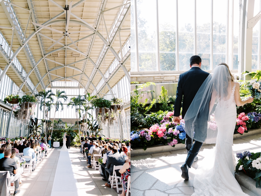 Wedding inside The Jewel Box under its stunning glass structure.