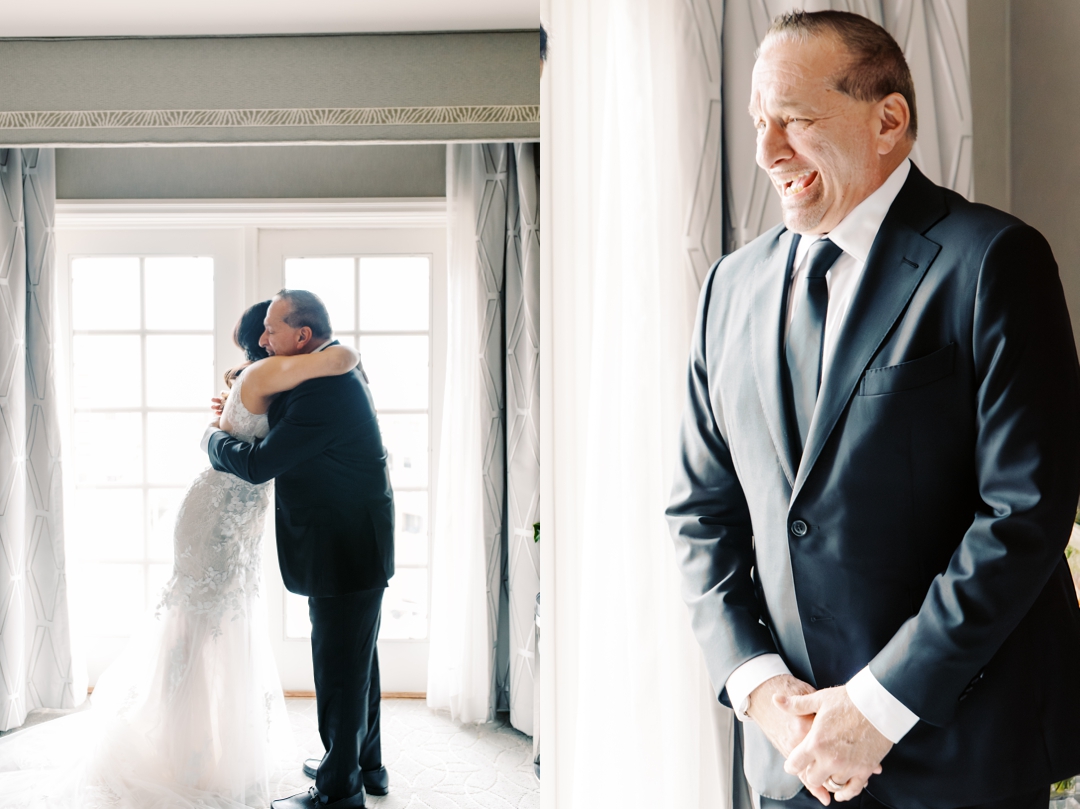 Brides first look with dad at the Ritz-Carlton Saint Louis