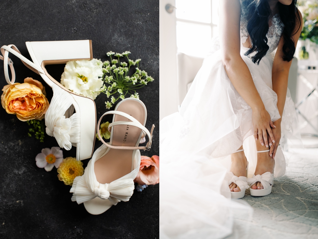 Bride getting ready in a luxurious suite at The Ritz-Carlton St. Louis.