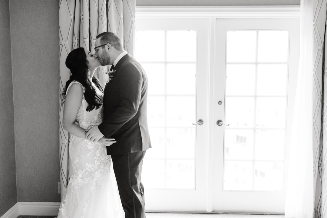 First look between bride and groom in a luxurious setting at The Ritz-Carlton St. Louis.