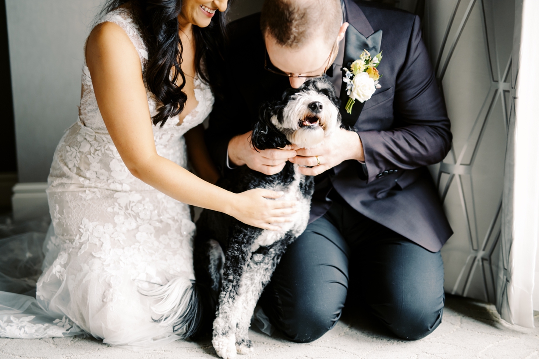 Dog-friendly wedding preparations with Bear the doodle at The Ritz-Carlton St. Louis.