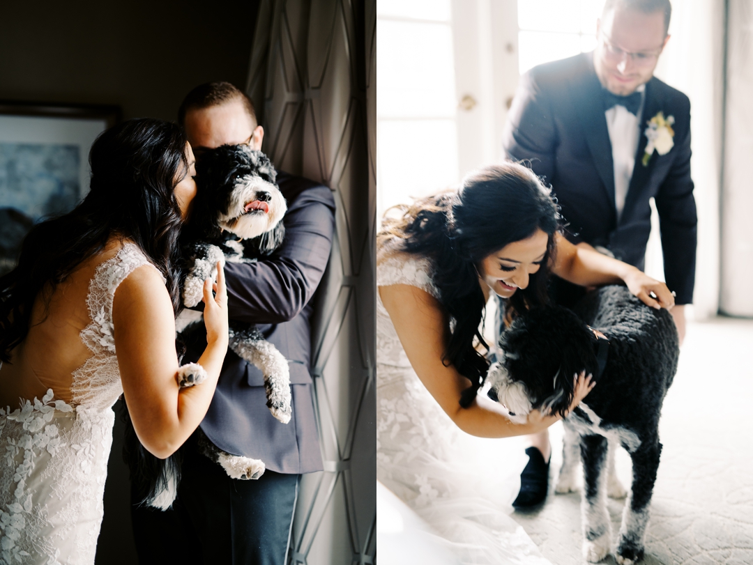 Dog-friendly wedding preparations with Bear the doodle at The Ritz-Carlton St. Louis.