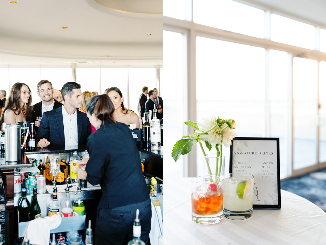 Signature drinks being served at Amanda and Mike’s wedding cocktail hour.