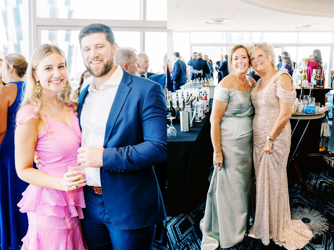 Guests mingling during cocktail hour at The Chase Park Plaza with elegant decor and warm lighting.