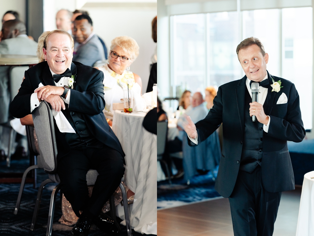 Heartfelt toast being delivered during Amanda and Mike’s wedding reception at The Chase Park Plaza.