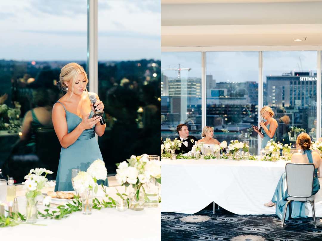 Heartfelt toast being delivered during Amanda and Mike’s wedding reception at The Chase Park Plaza.
