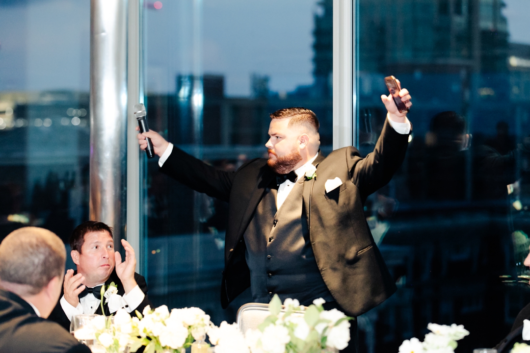 Heartfelt toast being delivered during Amanda and Mike’s wedding reception at The Chase Park Plaza.