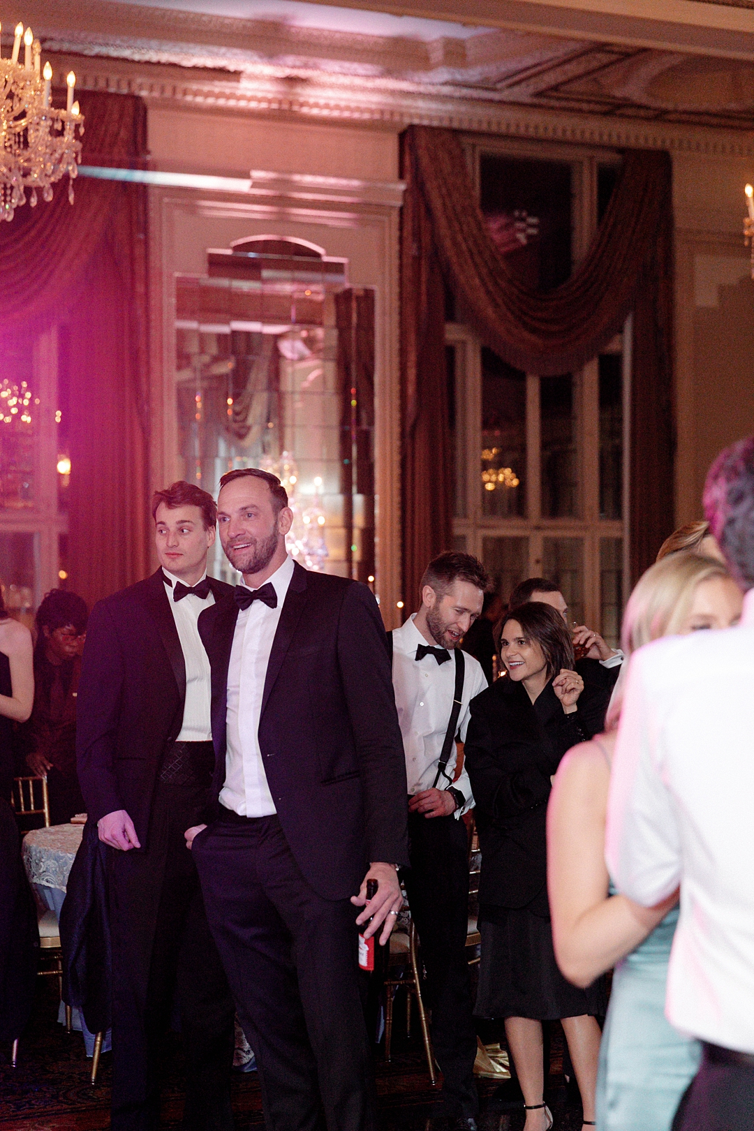 Candid guest reaction during a wedding reception