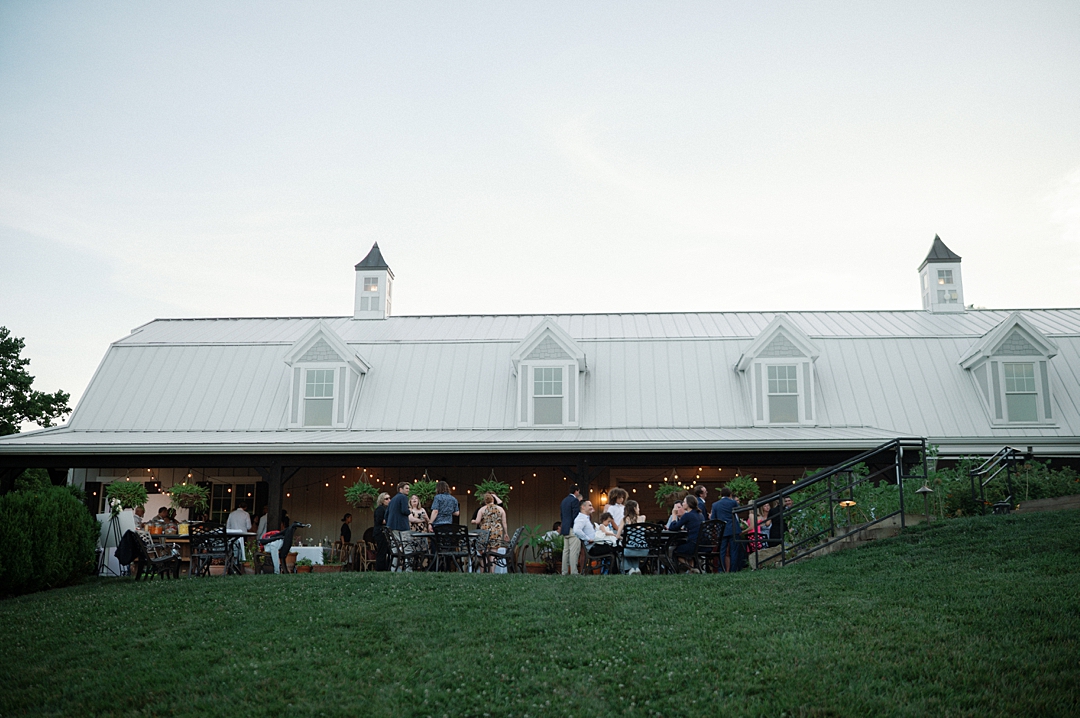 sunflower hill farm wedding reception during sunset