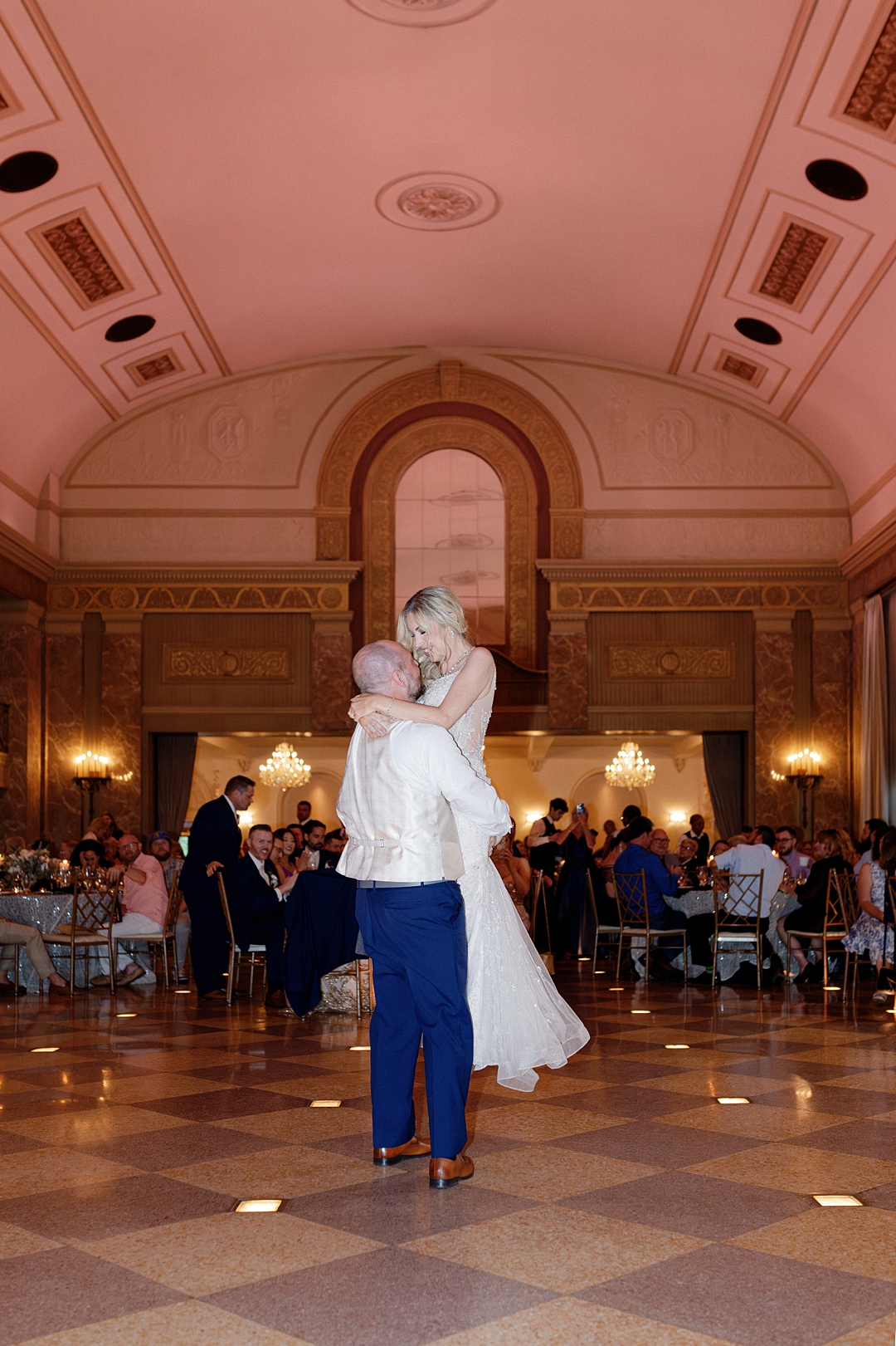 Bride and groom celebrating during a Coronado St Louis wedding reception