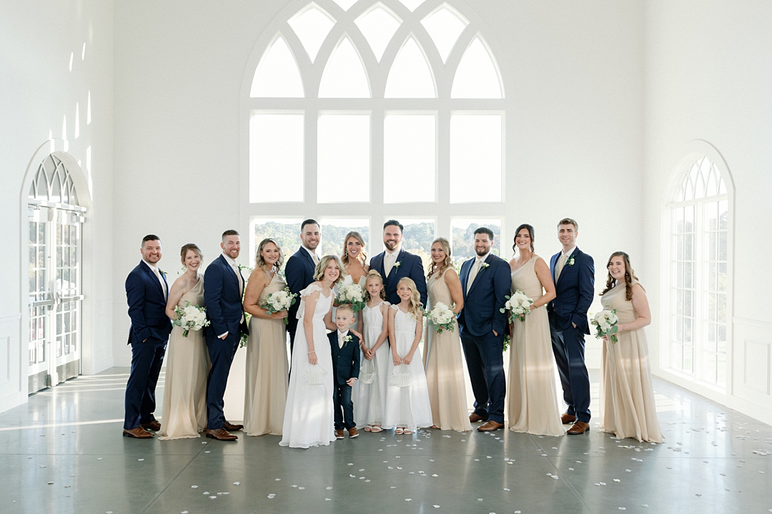 Family portrait inside Westwind Hills wedding venue