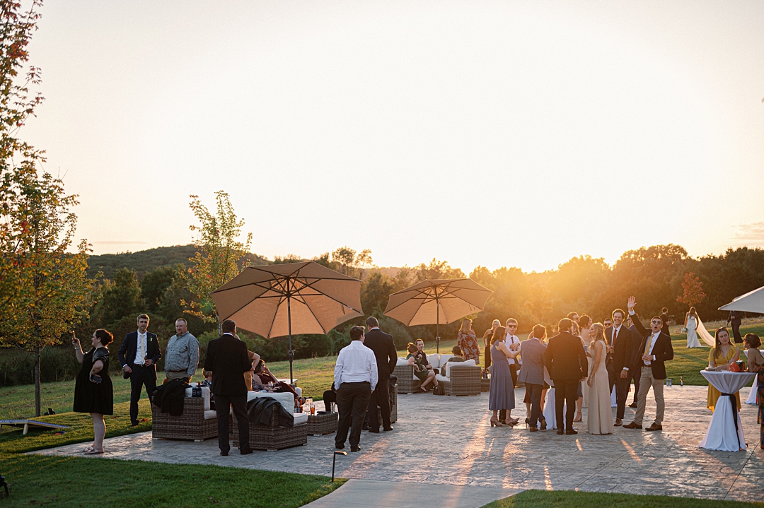 Guests during cocktail hour at Westwind Hills wedding venue