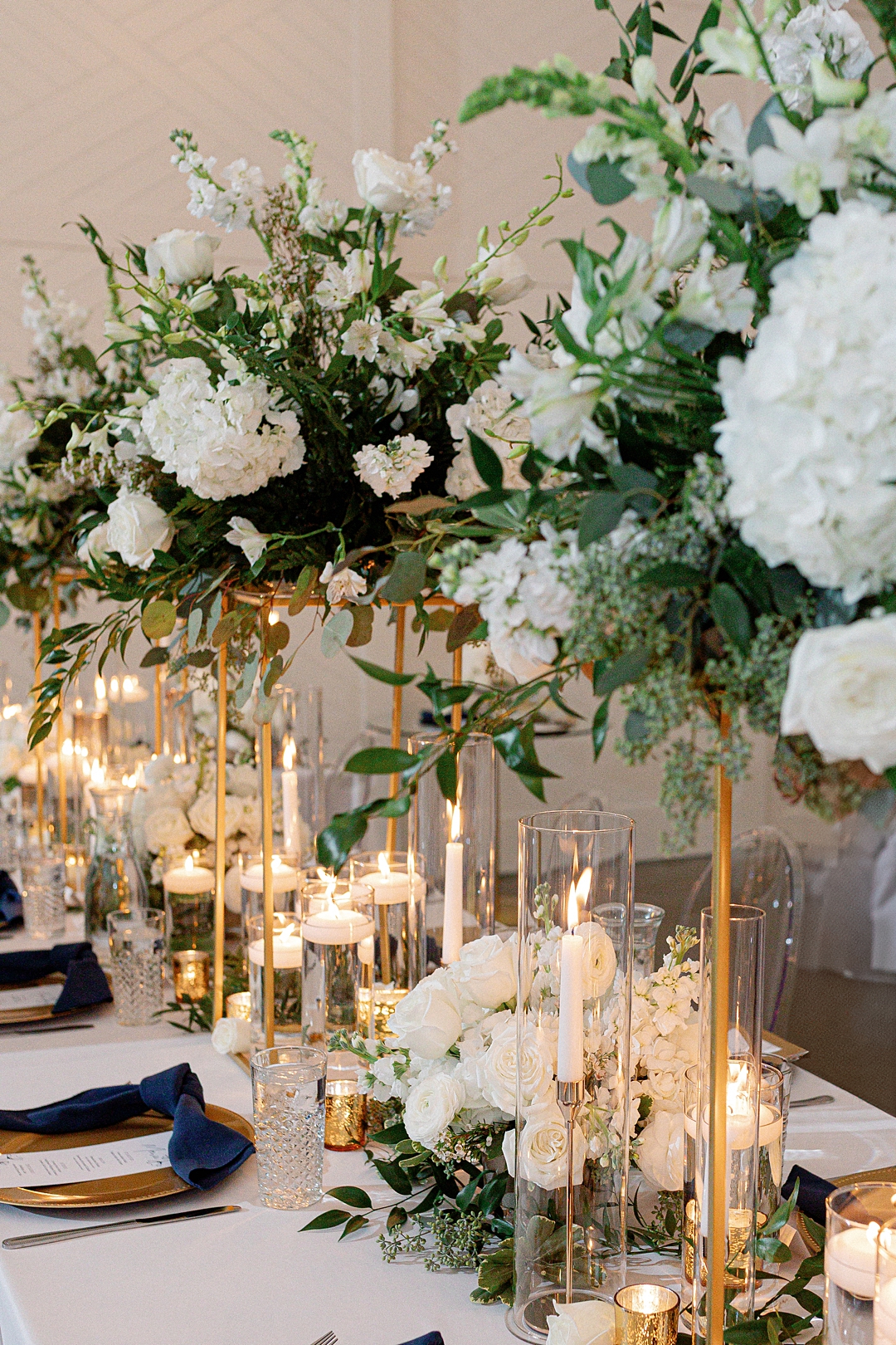 Westwind Hills wedding table details with visible candlelight