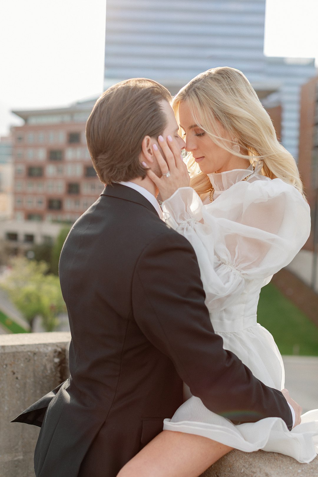 Bride to be portrait from downtown Clayton engagement photos