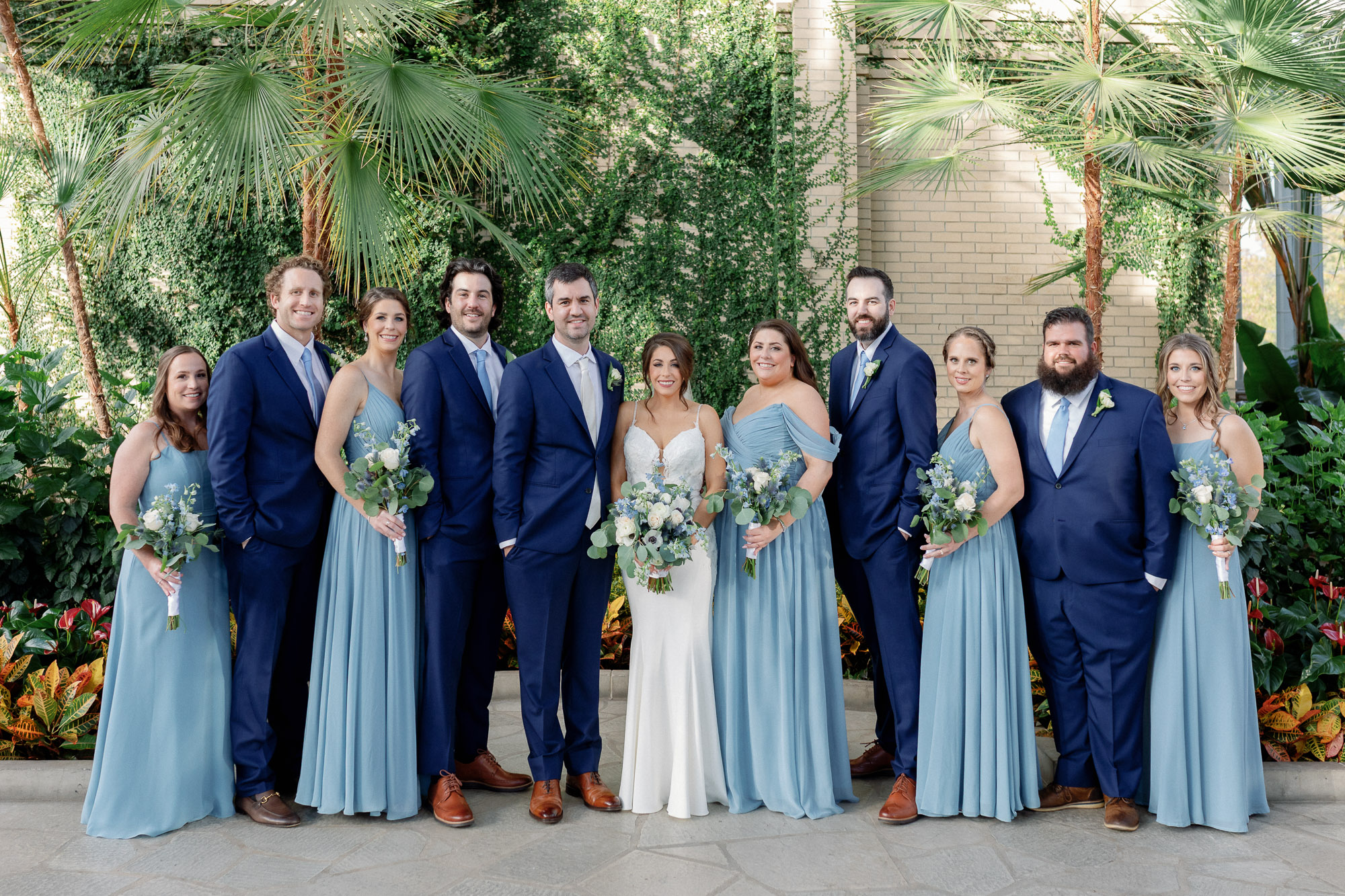 Wedding party portrait for a Jewel Box wedding in Forest Park
