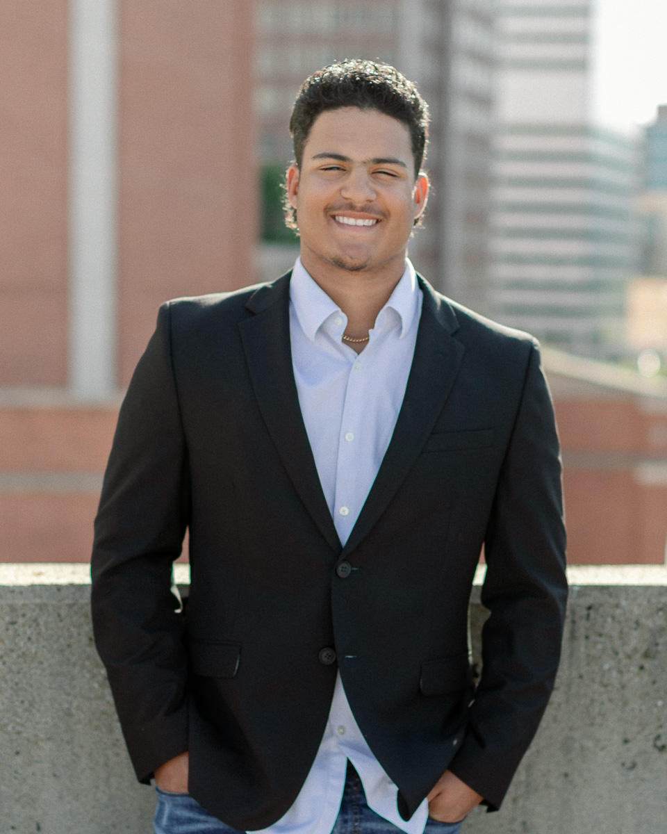 Male senior portrait in St Louis with a clean and modern editorial look