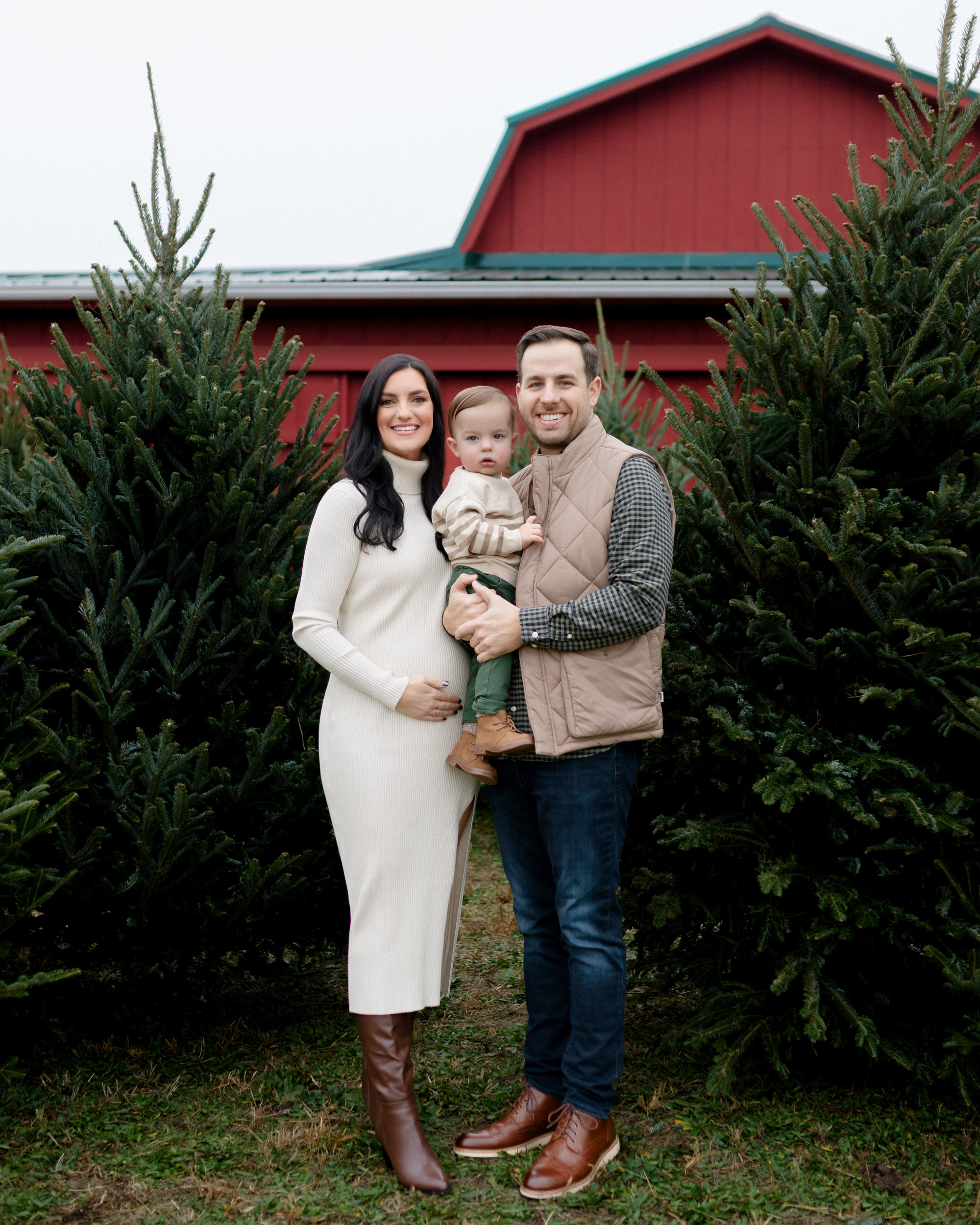 Family portrait session at a Christmas tree farm in St. Louis