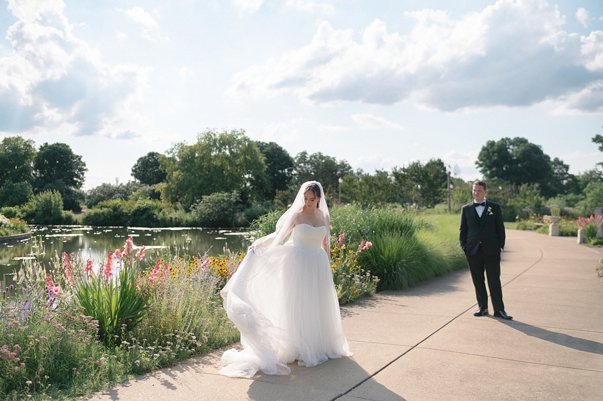 Editorial wedding portrait of Jill and Dylan in Forest Park