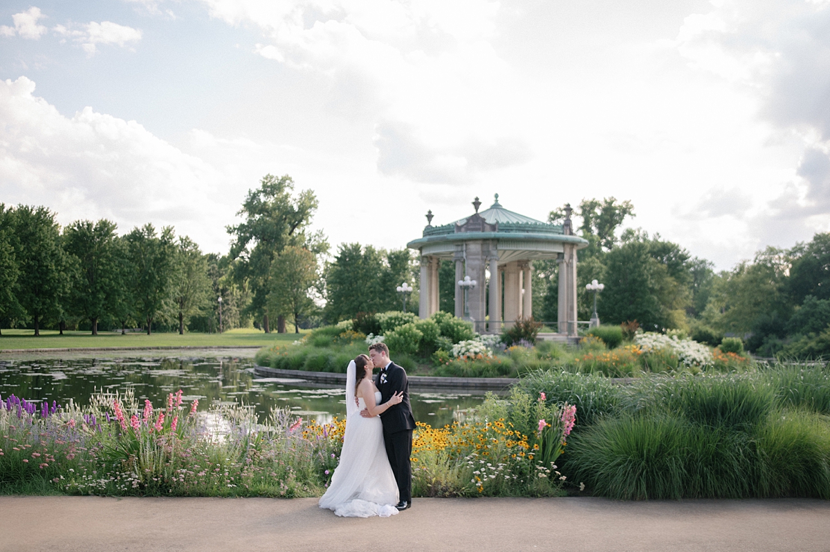 Jill and Dylan during their Forest Park wedding photos in St. Louis