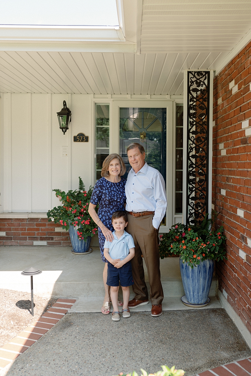 Grandparents photographed together on their front porch in St. Louis