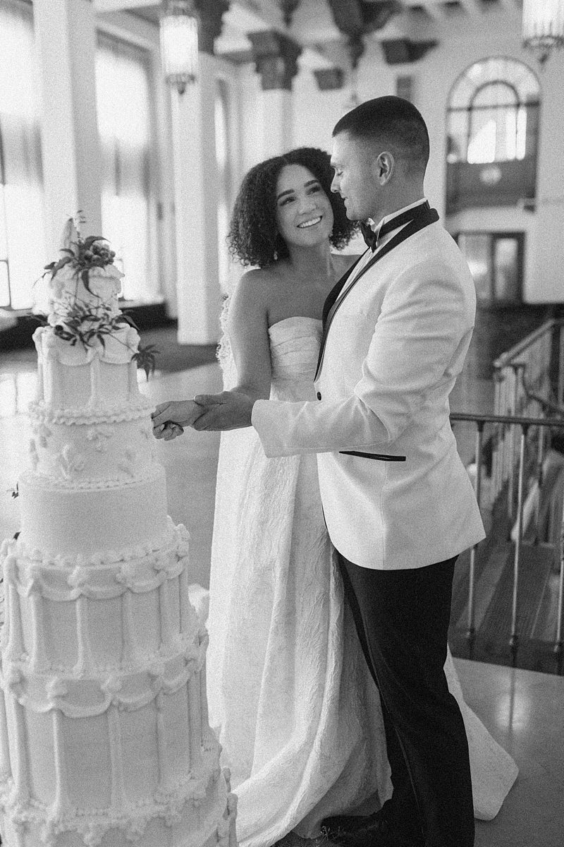 Large wedding cake photographed at The Noble in St. Louis Missouri