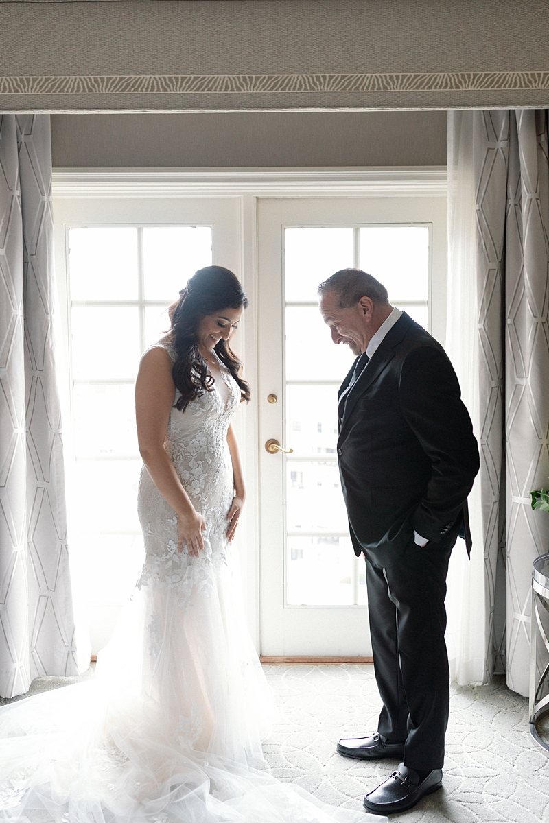 Allie and her dad together during their first look at The Ritz-Carlton St. Louis